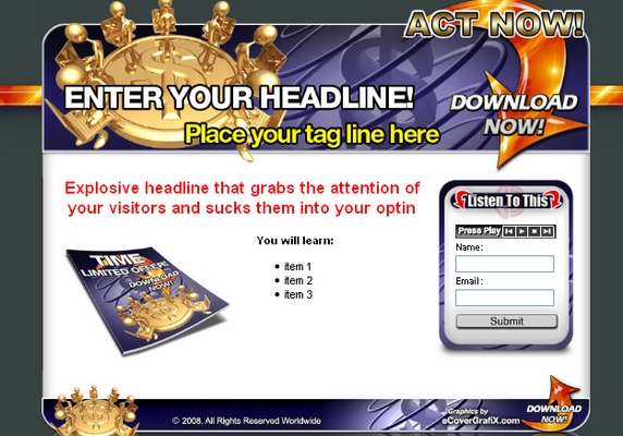 Product picture Act Now Squeeeze page templates